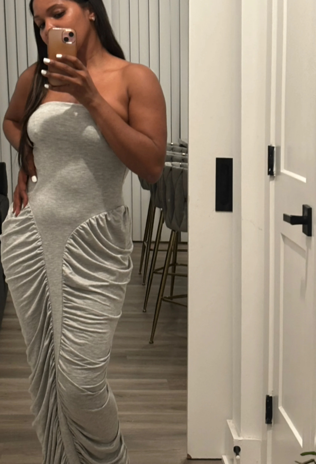 Heather Grey Scrunch Tube Maxi